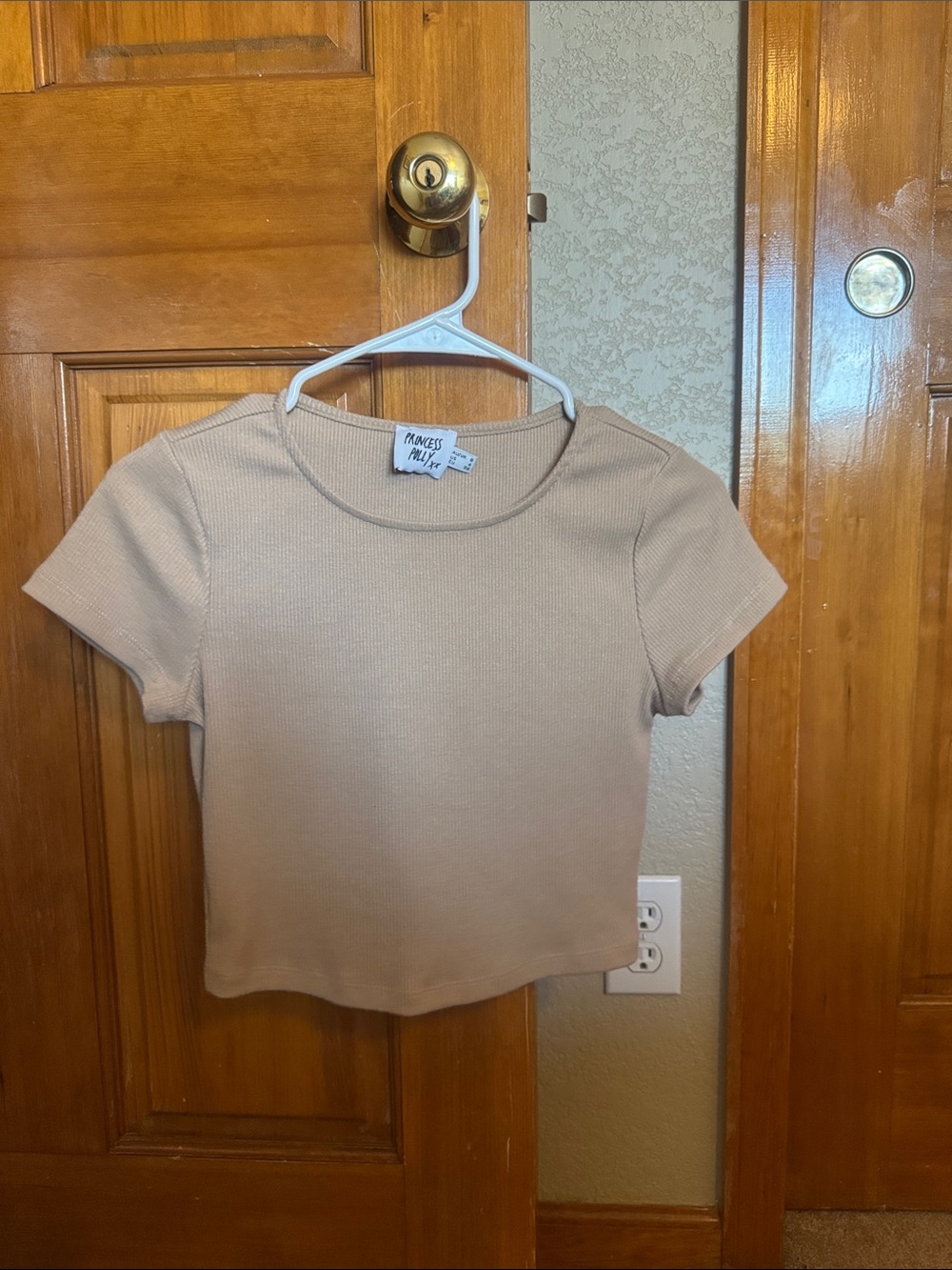 Princess Polly Ribbed Crop Top - Taupe